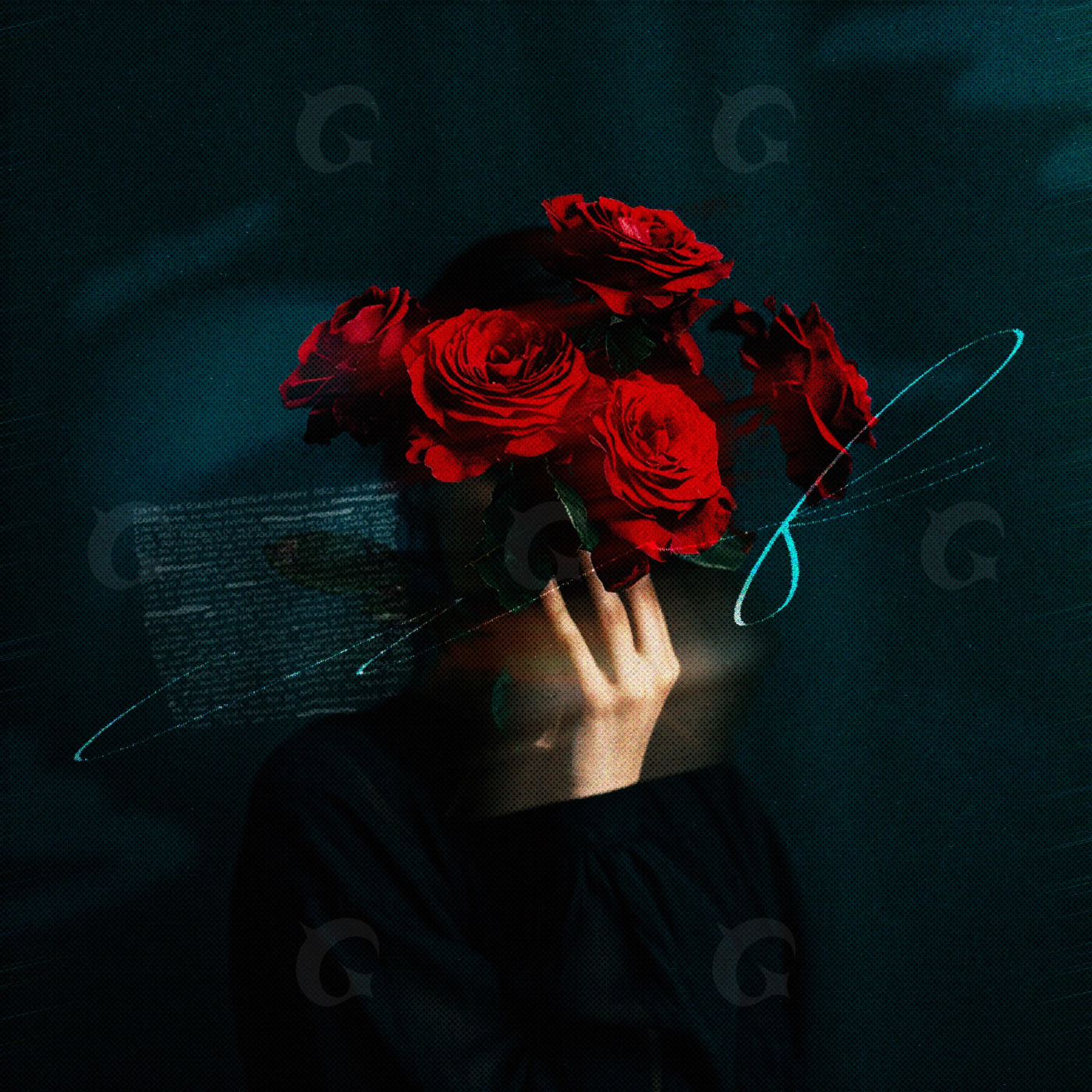 Face hidden by roses