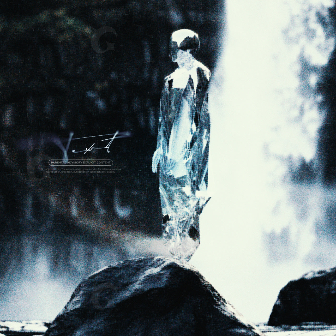 Frozen above rocks