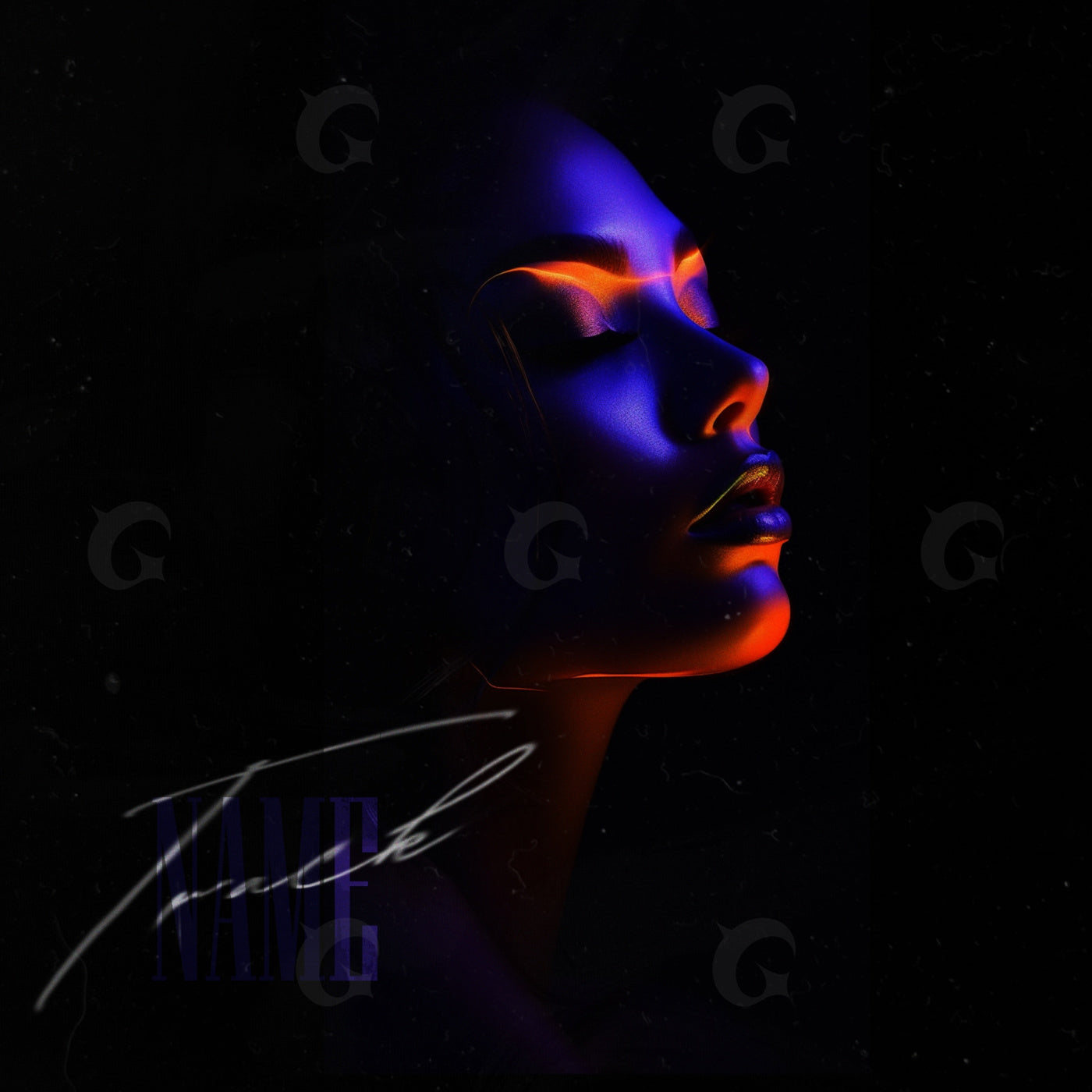 Neon face in