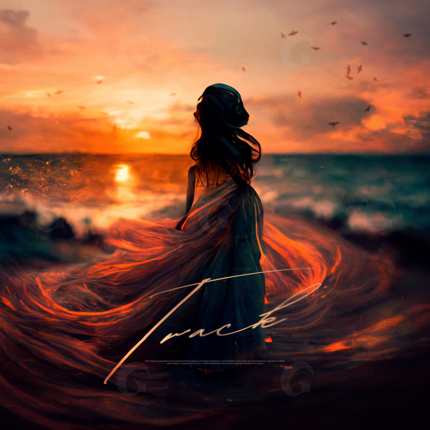 Girl facing sunset