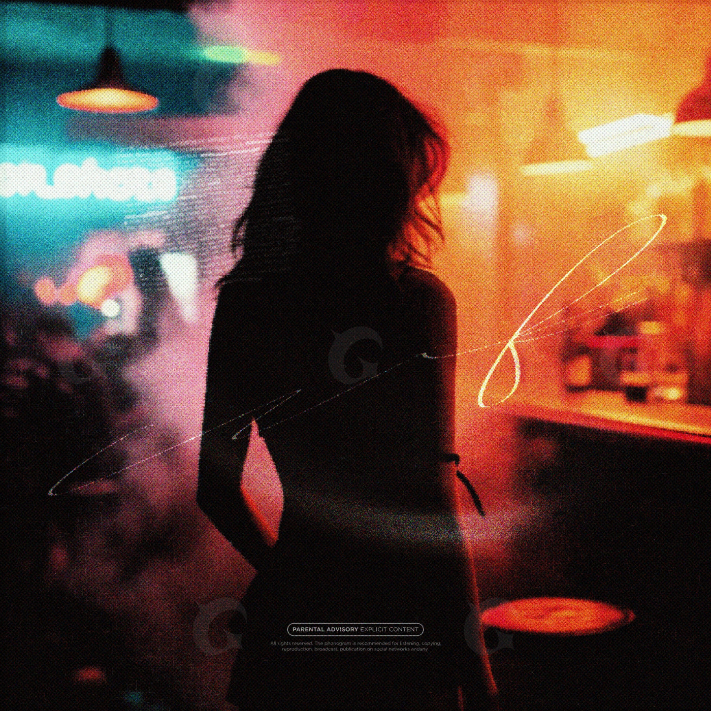 Neon night silhouette