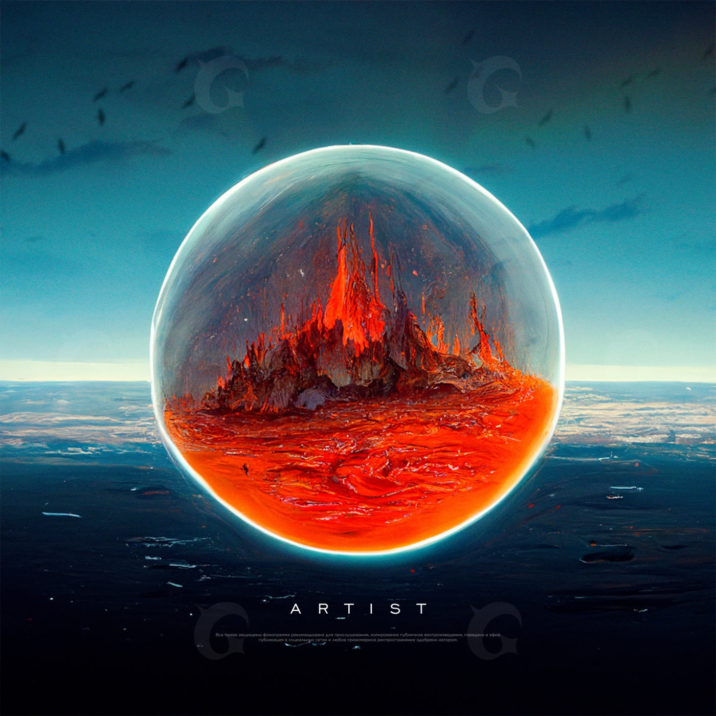 Encased molten mountain