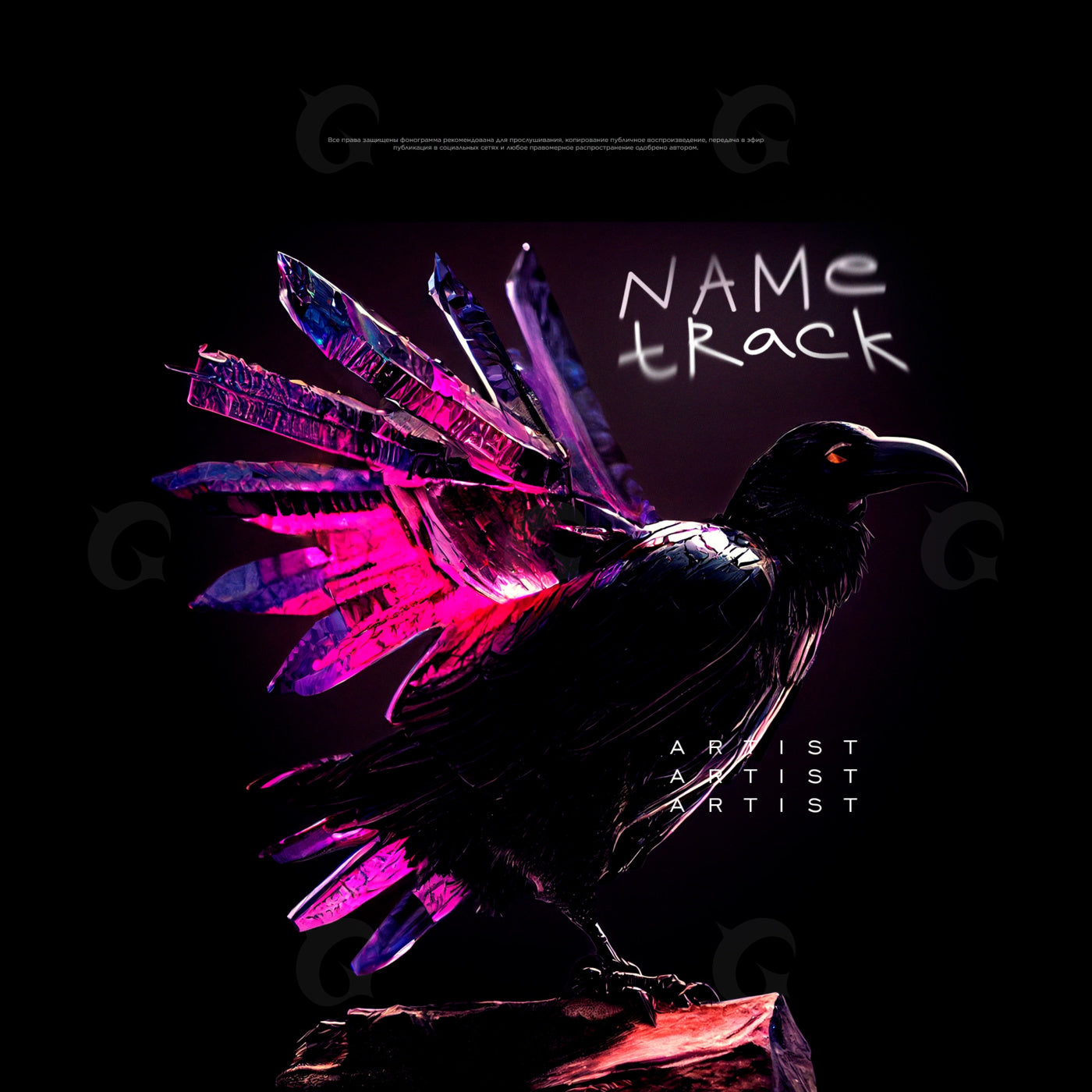 Neon feathered raven