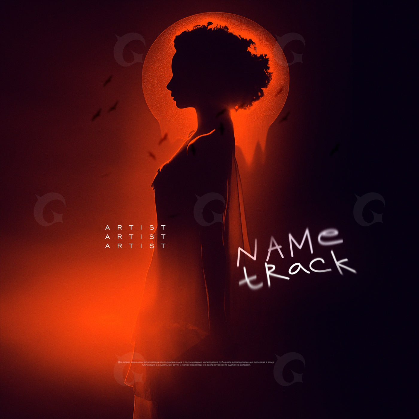 Silhouette beneath halo