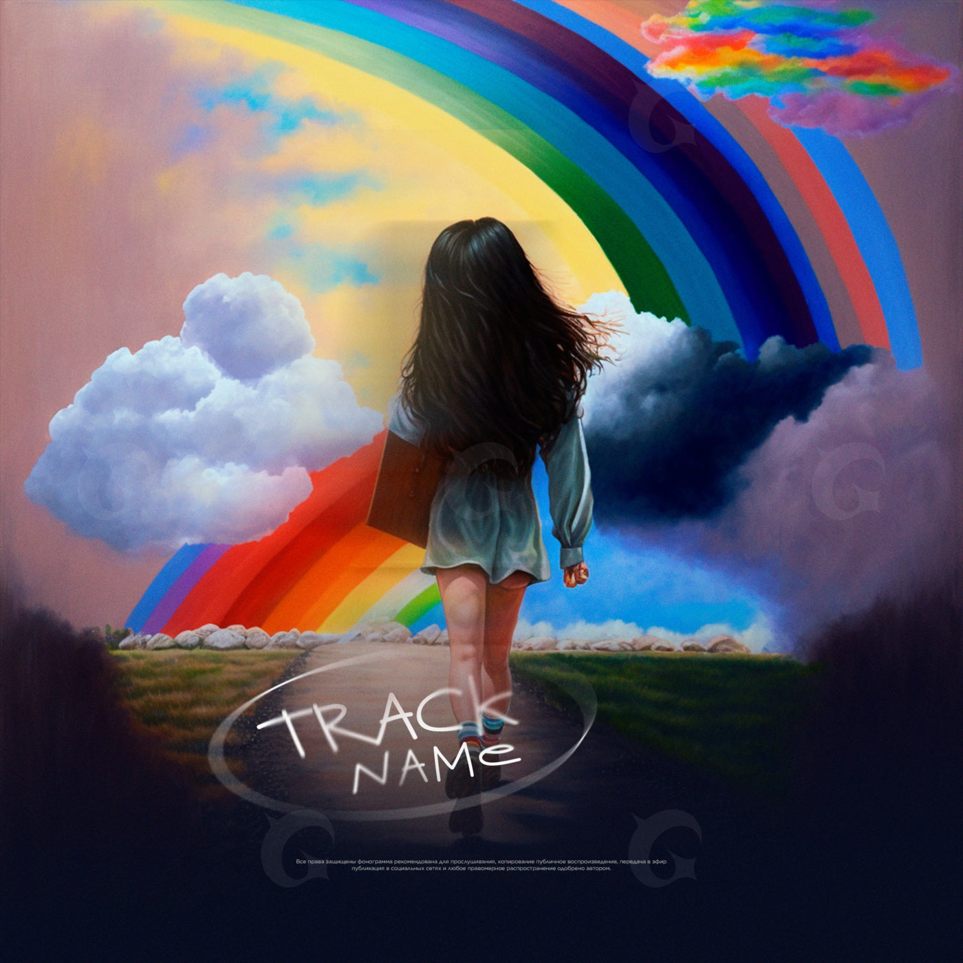 Girl walking rainbow