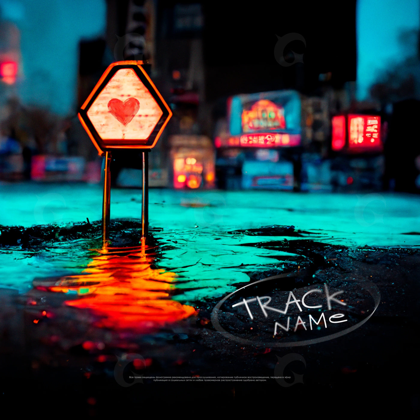 Neon heart reflection