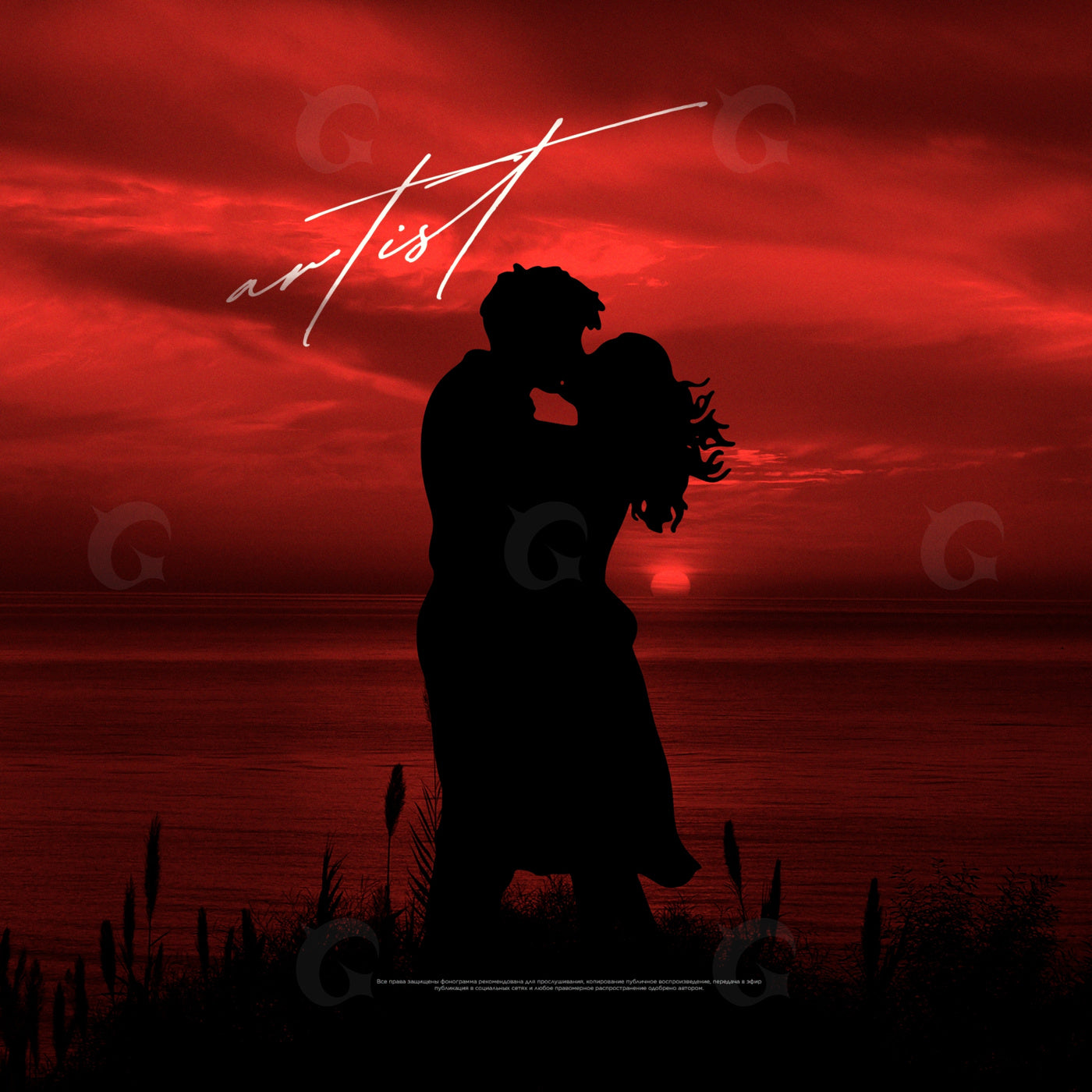 Silhouette sunset embrace