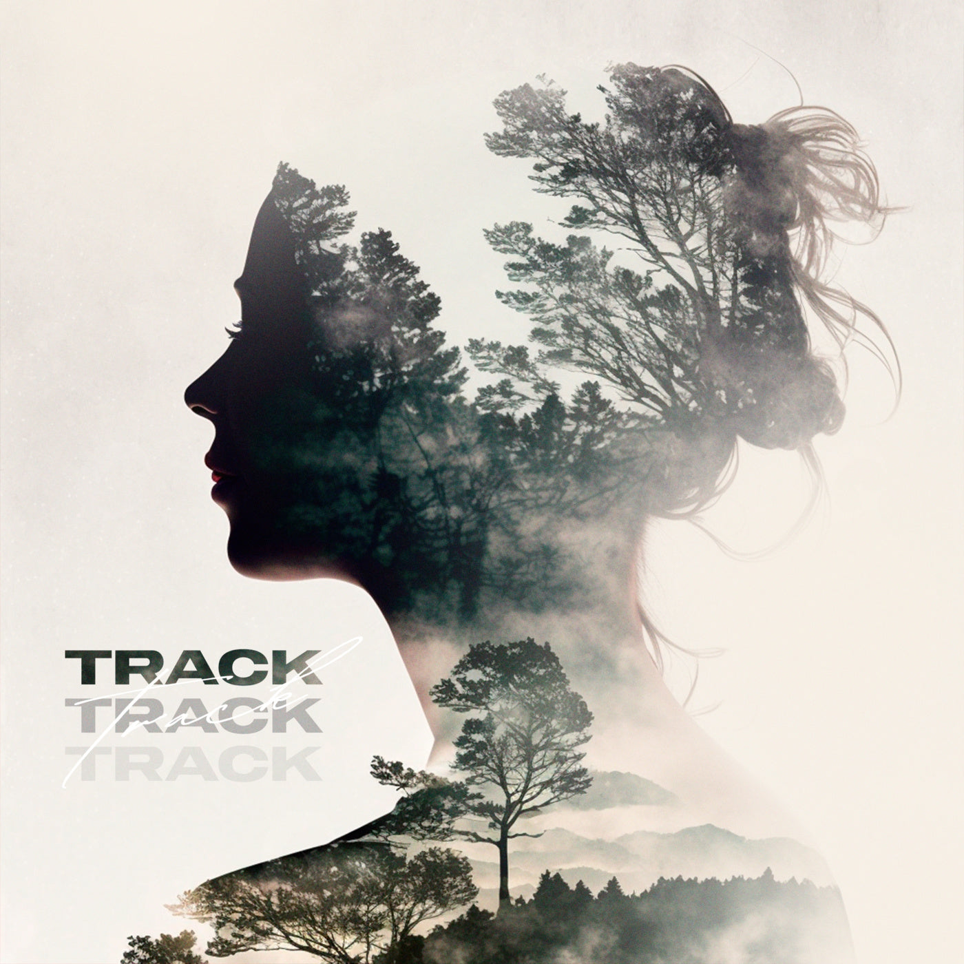 Silhouetted woman forest