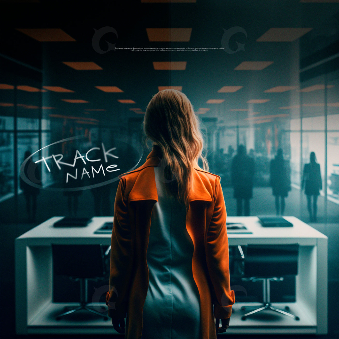 Woman facing office