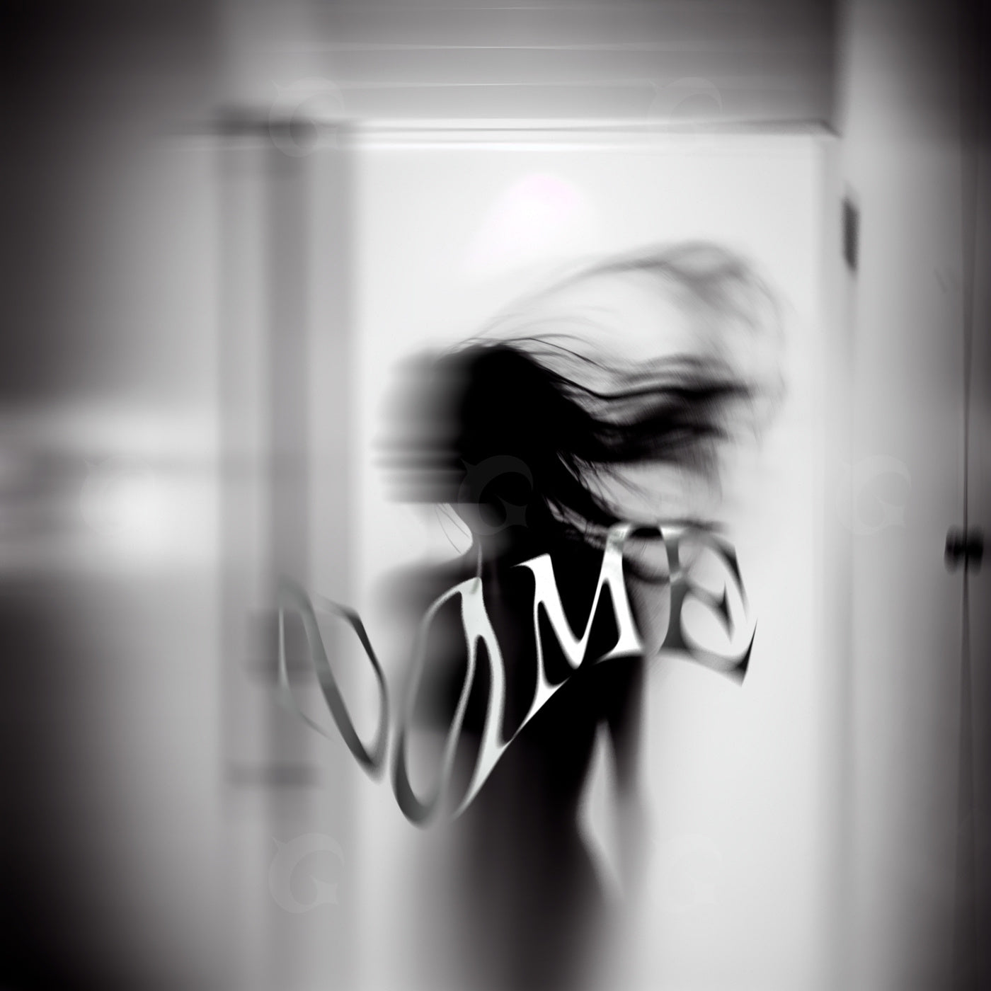 Silhouette with flowing hair
