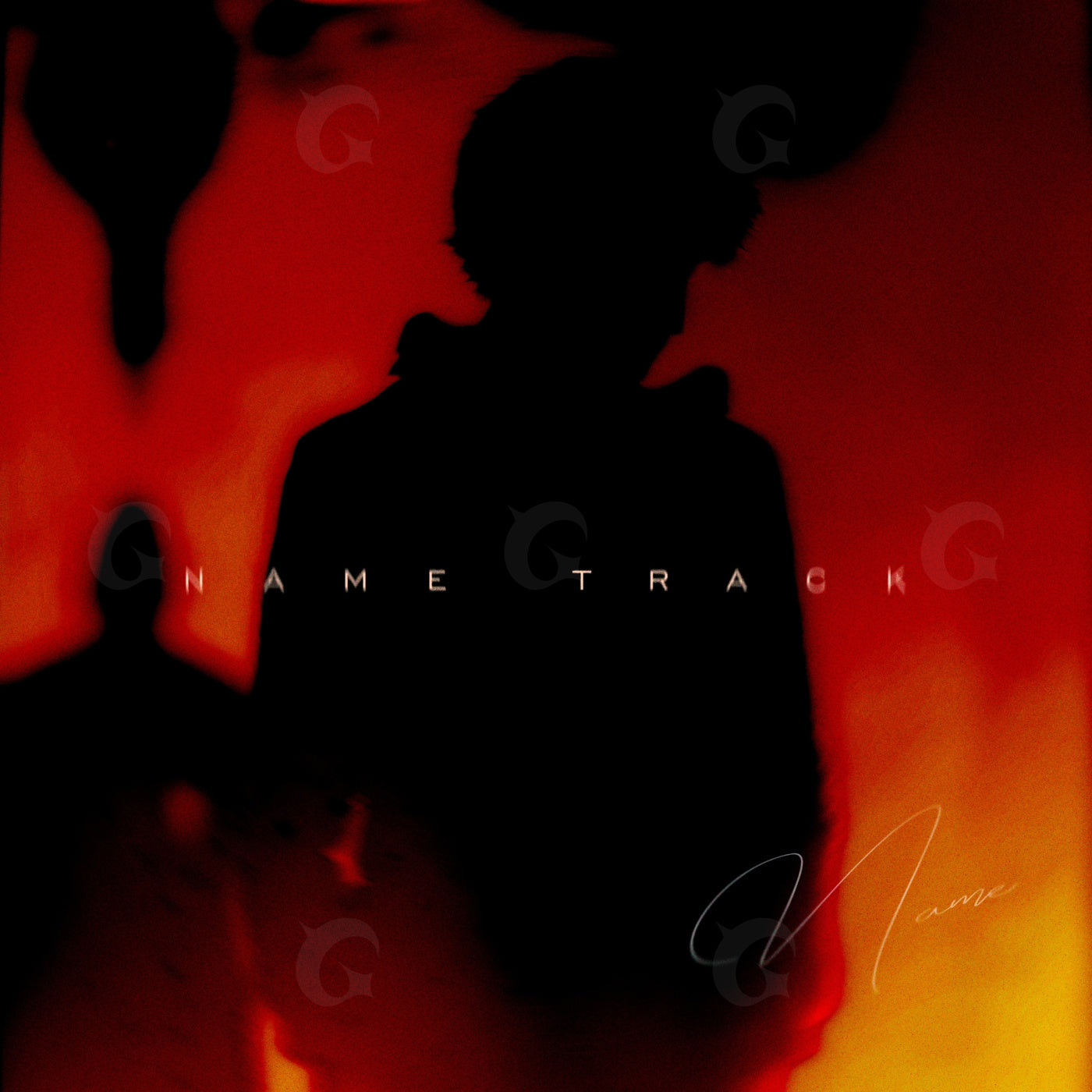 Silhouetted against flames