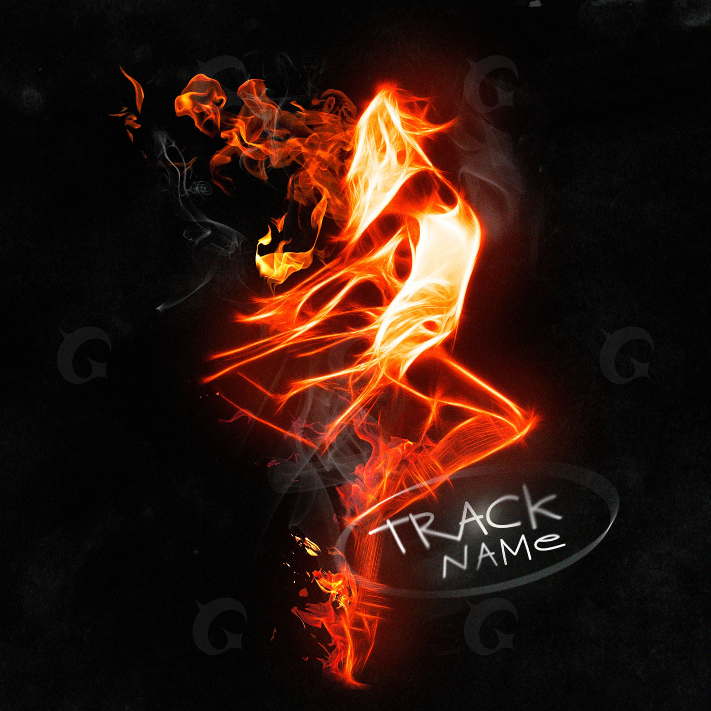 Flaming dance silhouette