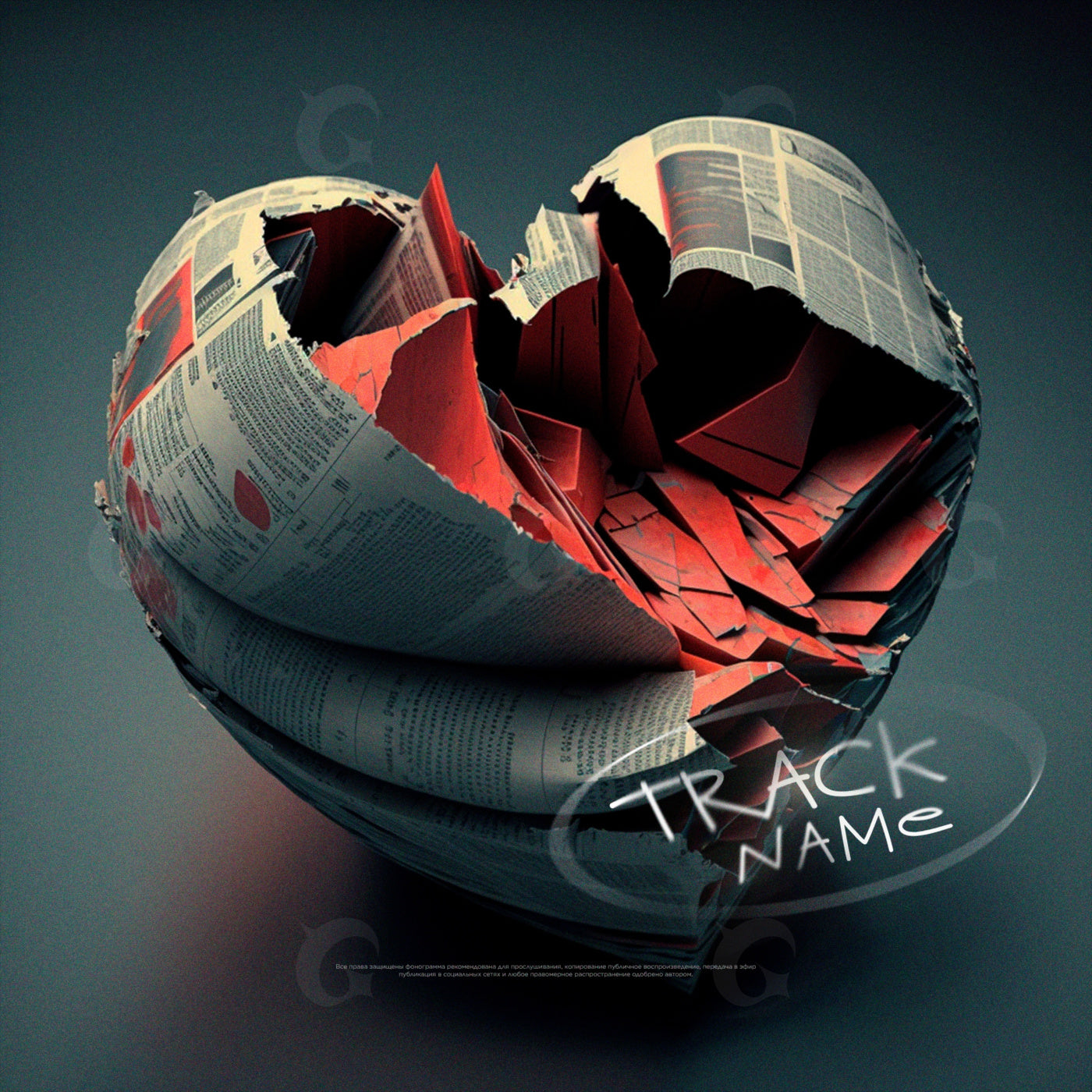 Shattered newspaper heart