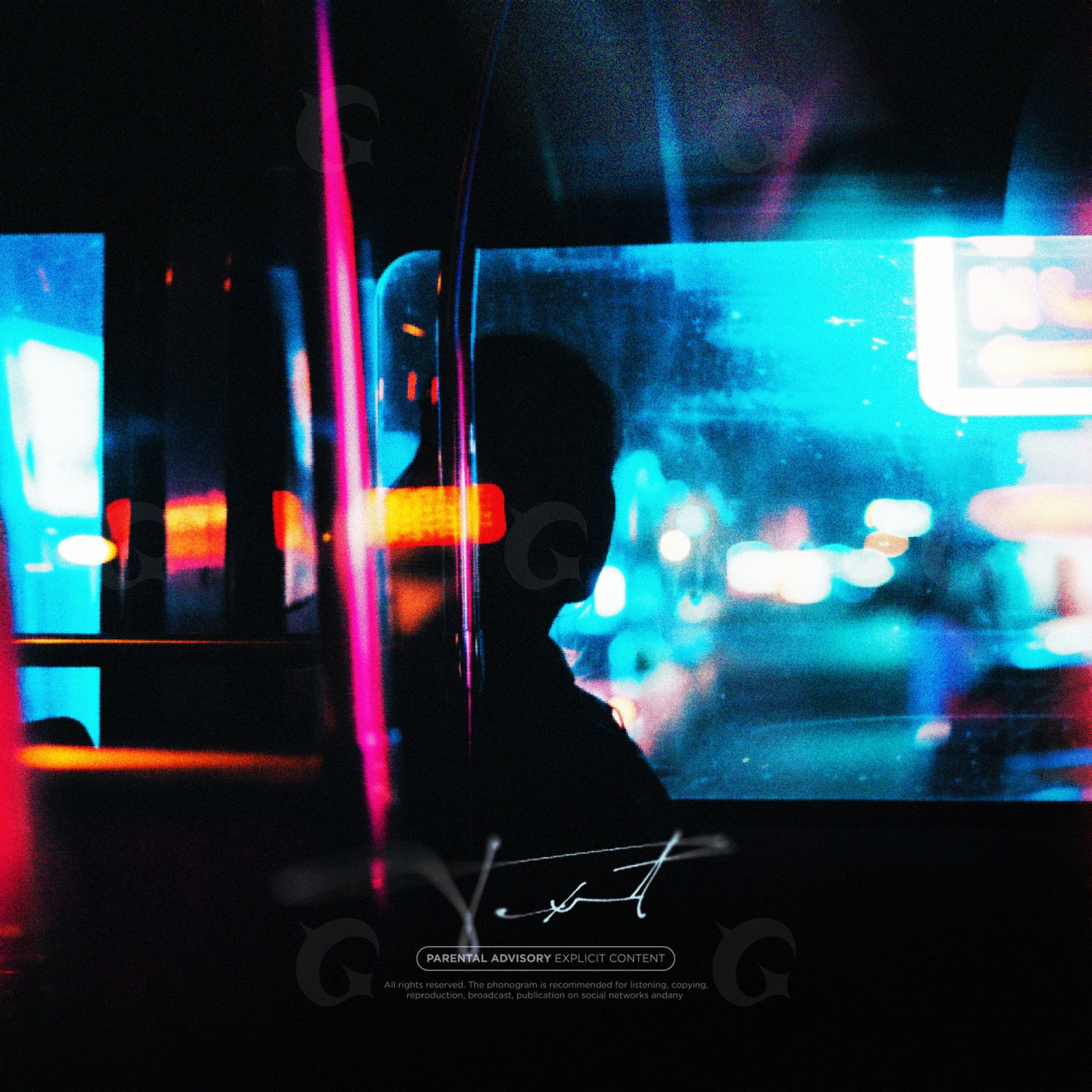 Neon bus silhouette