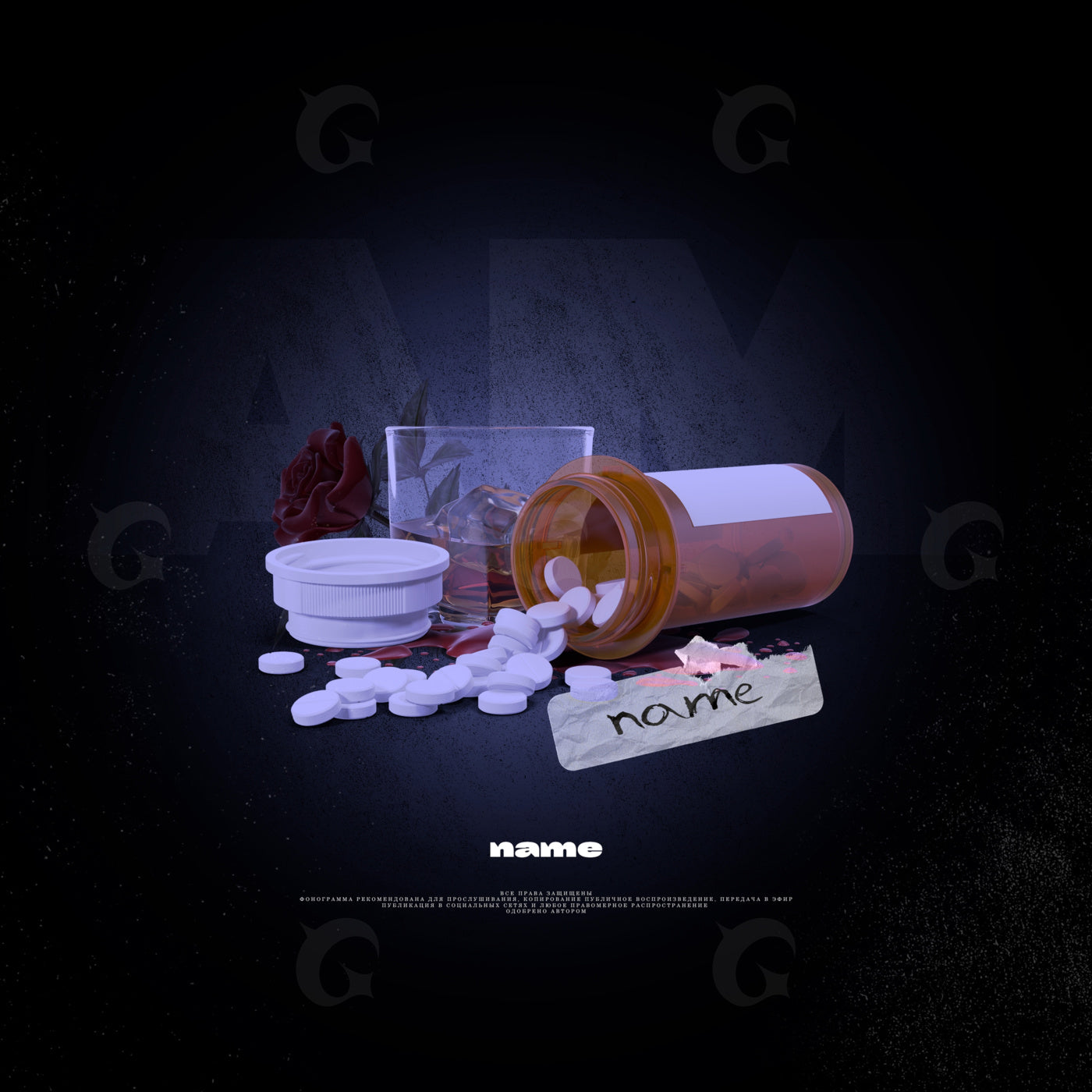 Spilled pills and rose