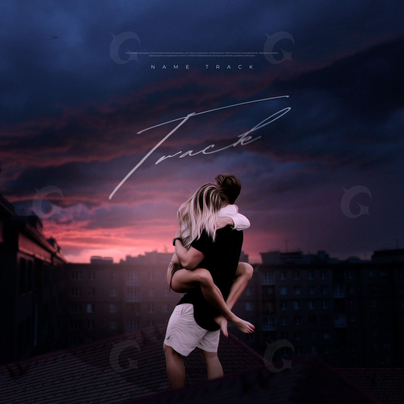 Rooftop embrace sunset
