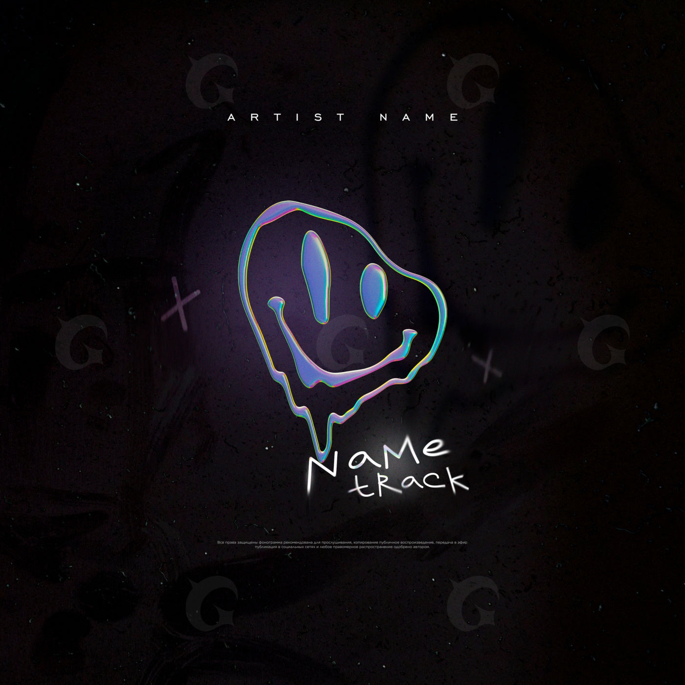 Dripping smiley emblem