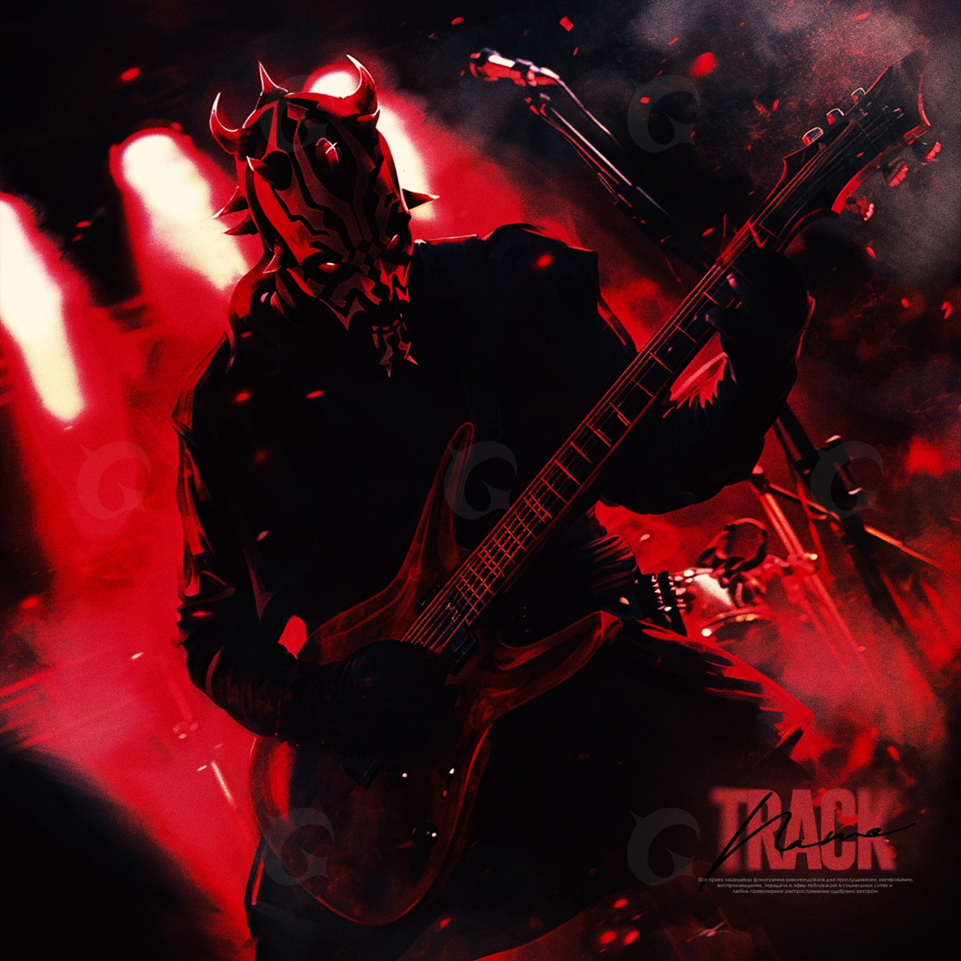 Masked demon guitarist