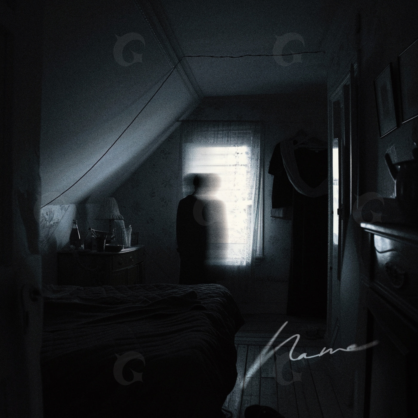 Silhouetted at window