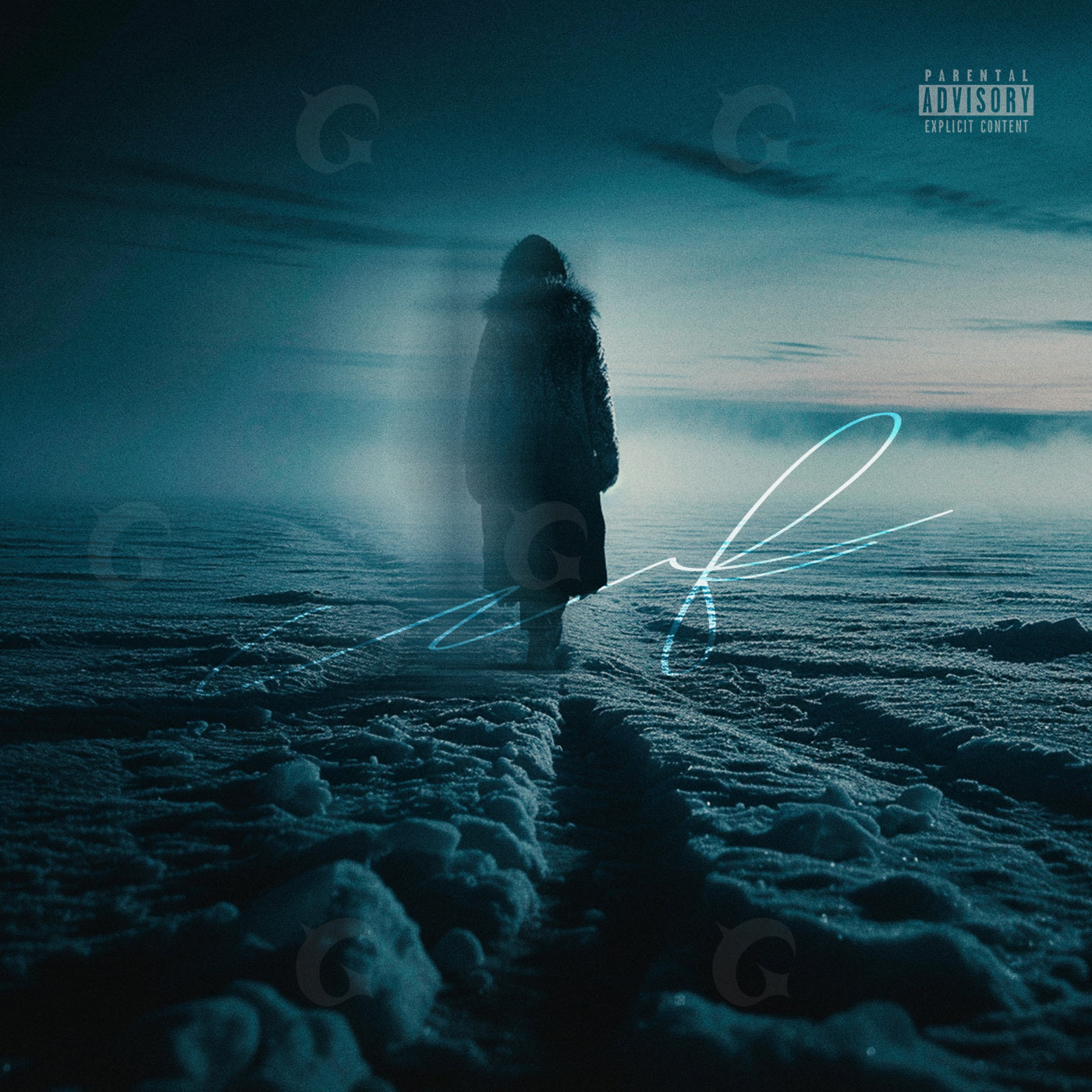 Alone across frozen plain