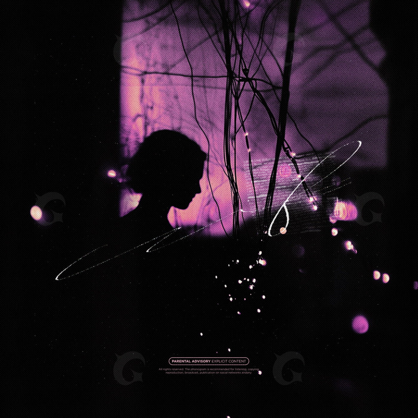 Silhouette among lights