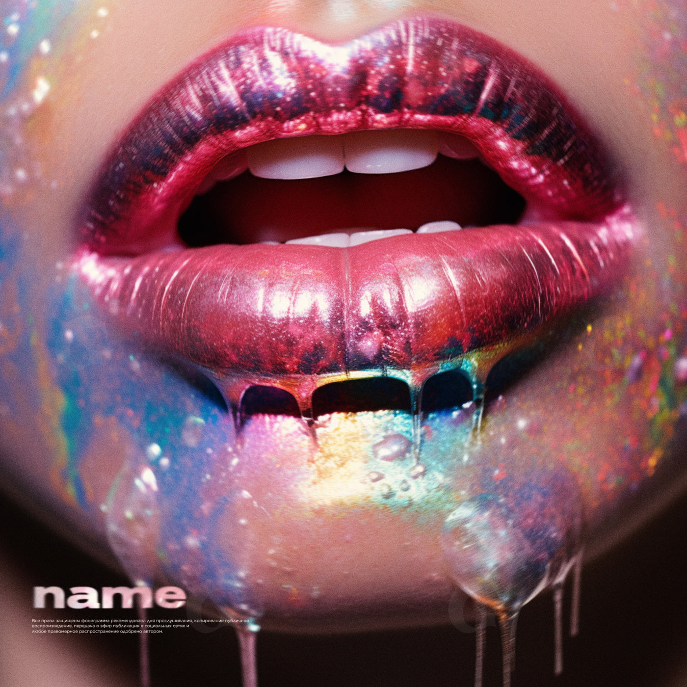 Glittering dripping lips