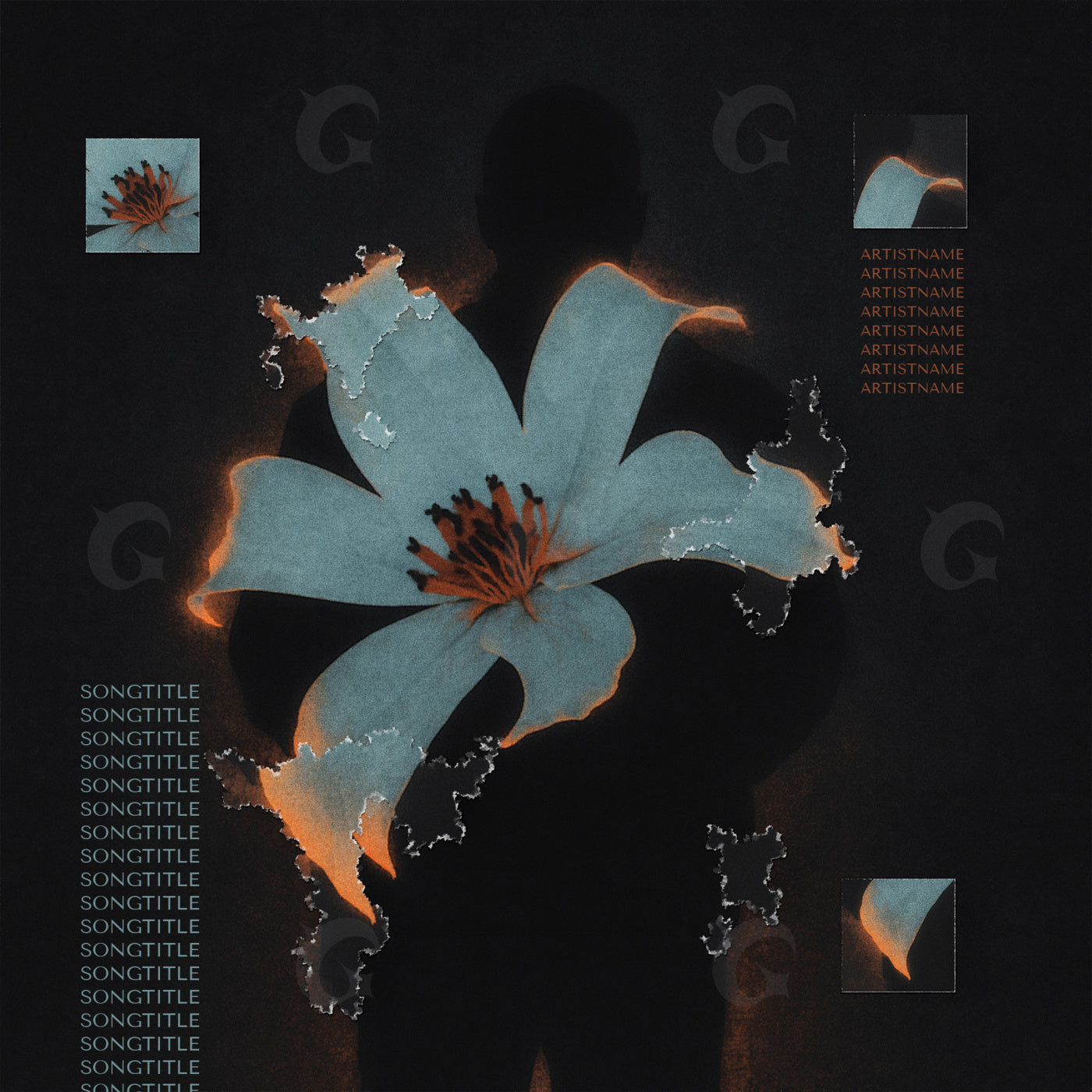 Fragmented blossom silhouette