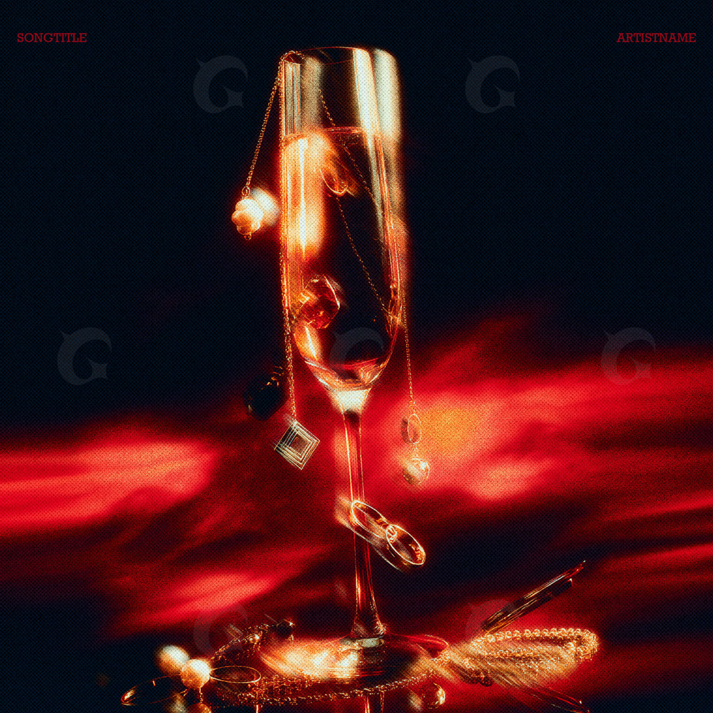 Champagne glass with jewelry