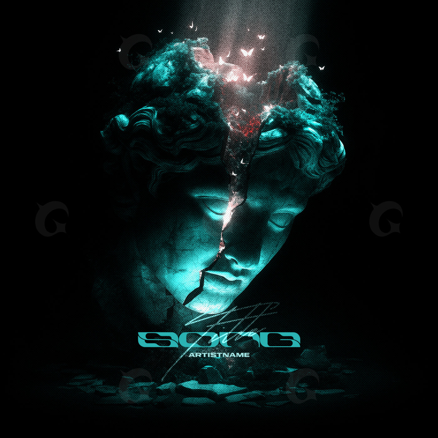 Shattered marble head