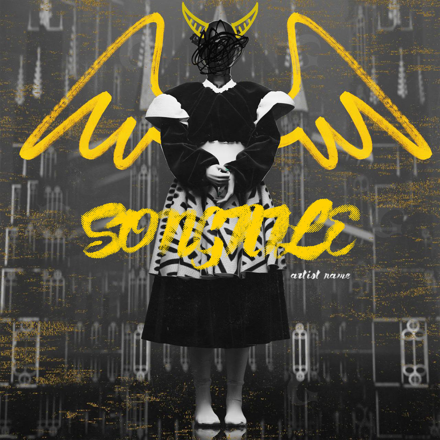 Masked girl with wings