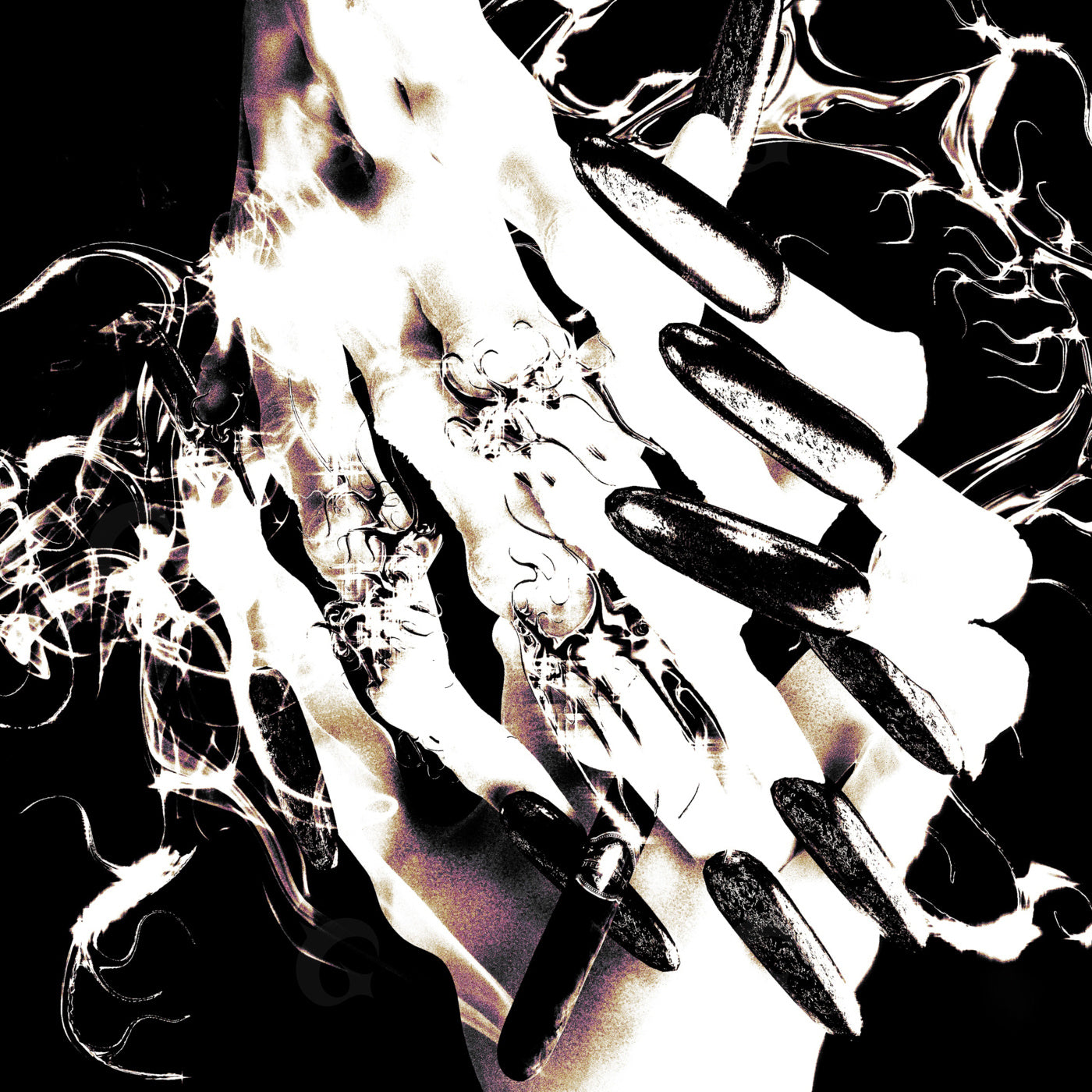 Clawed hands embrace