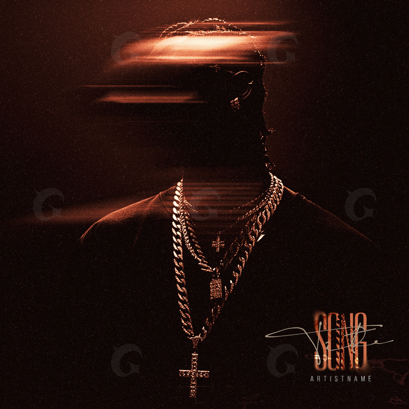 Chains around neck