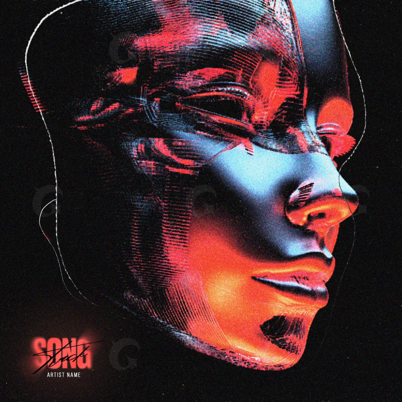 Neon masked portrait