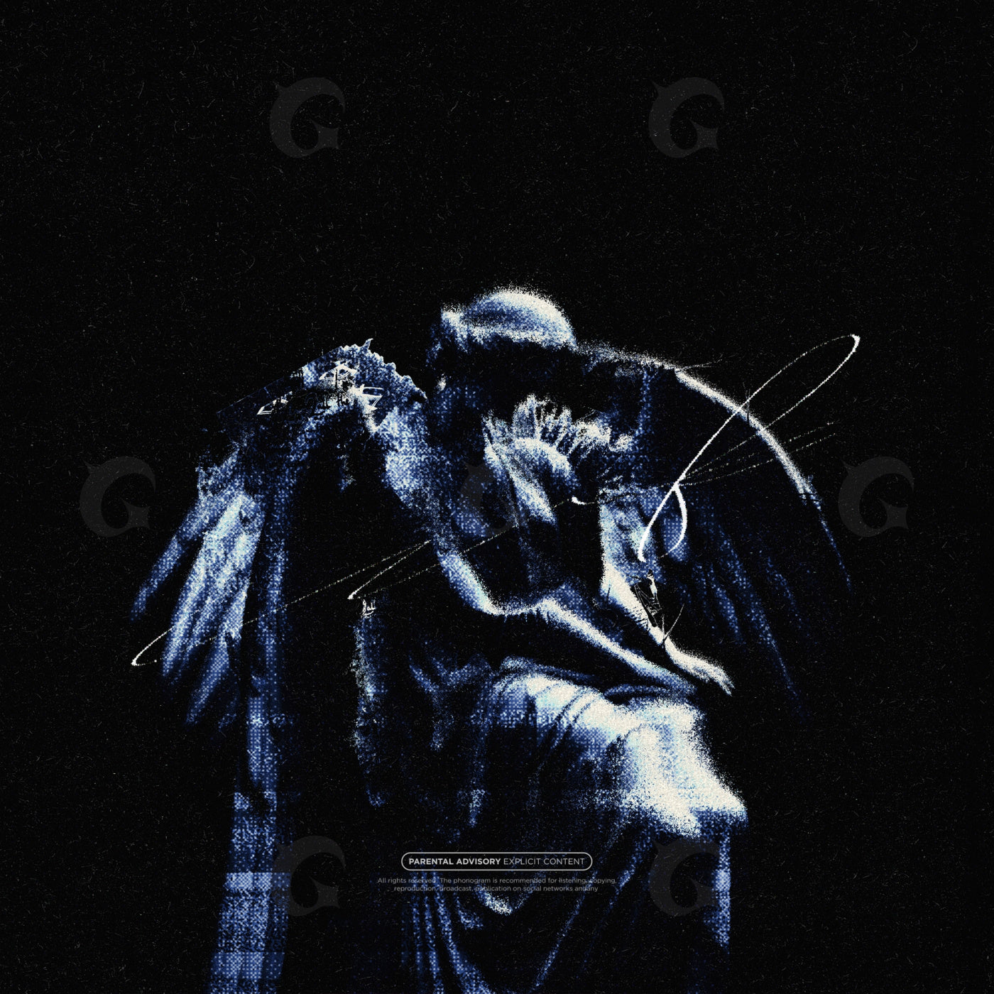 Sorrowful angel embrace