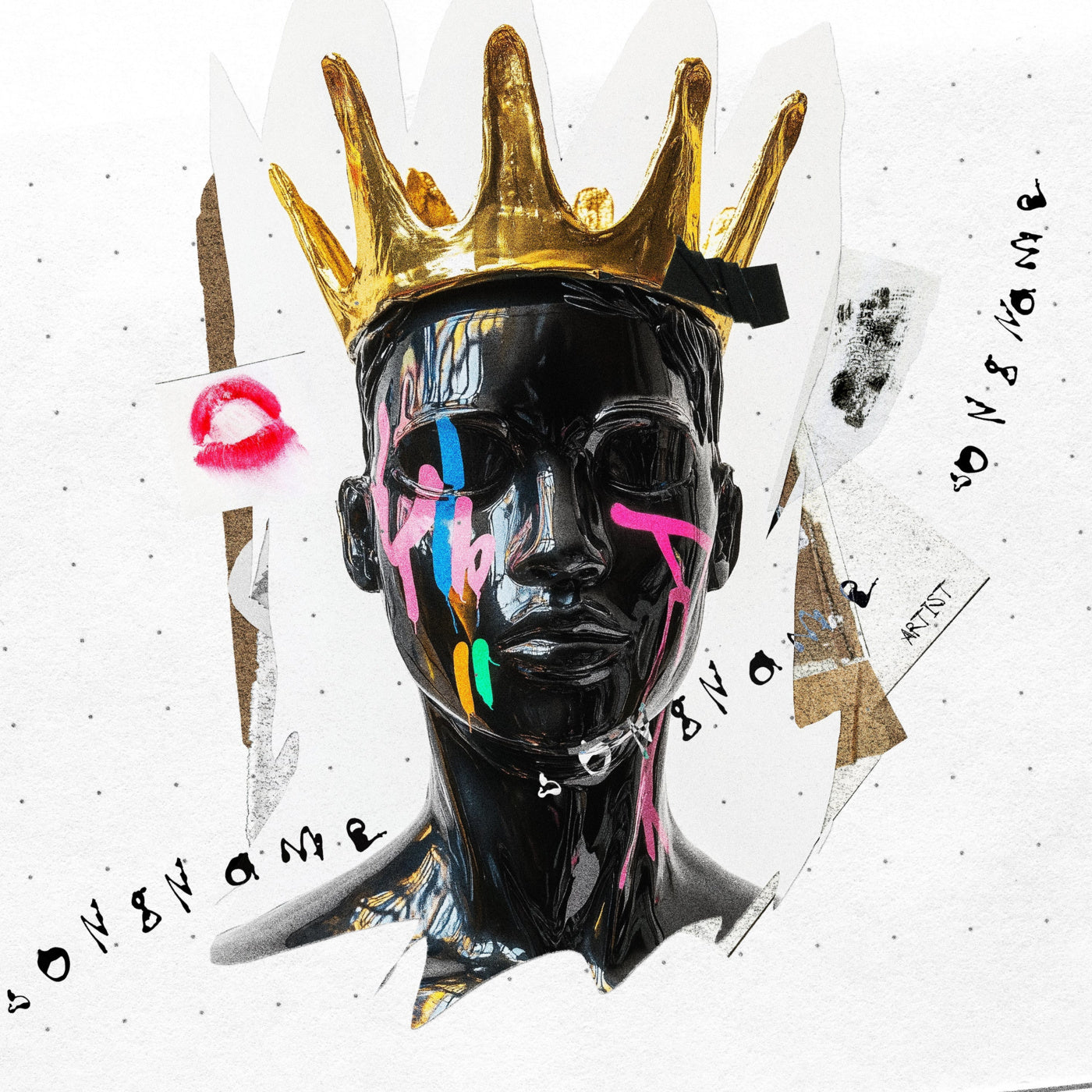 Painted crowned bust