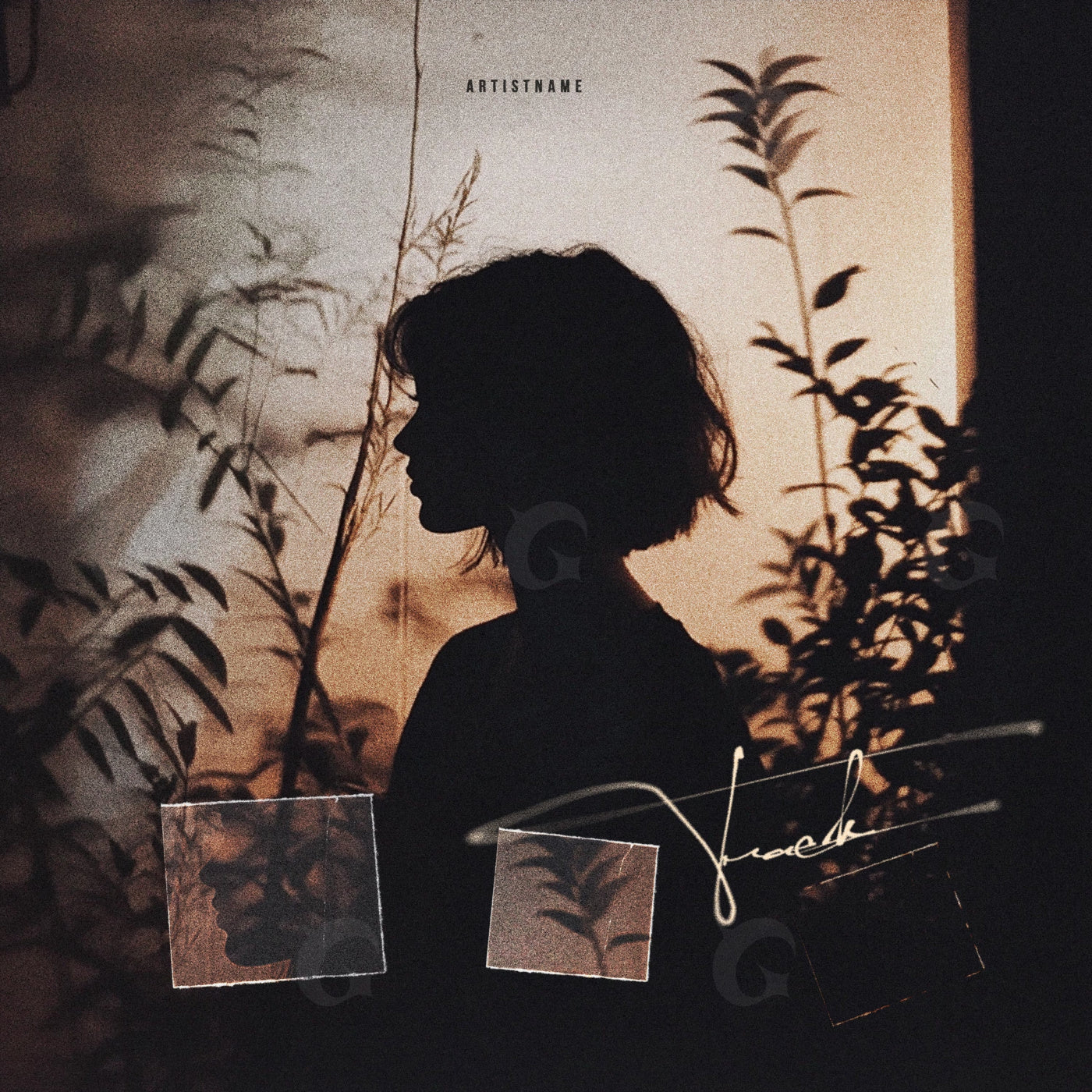 Silhouette among leaves