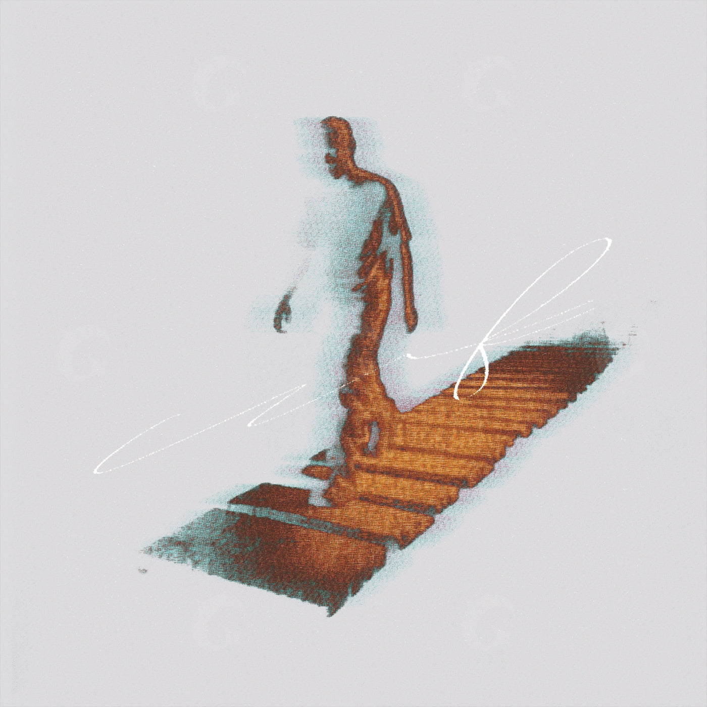 Man walking staircase