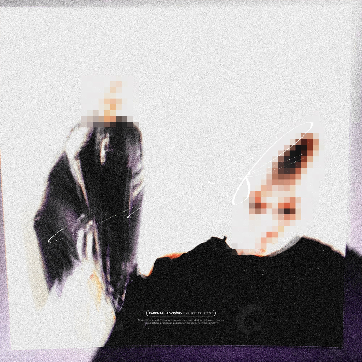 Blurred faces against wall