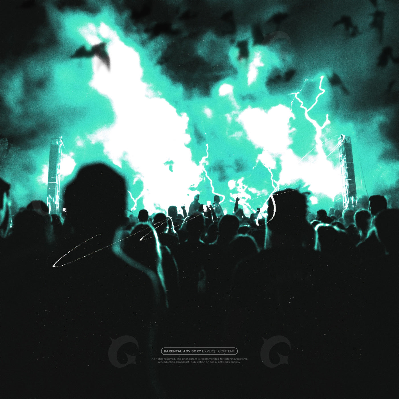 Crowd under lightning