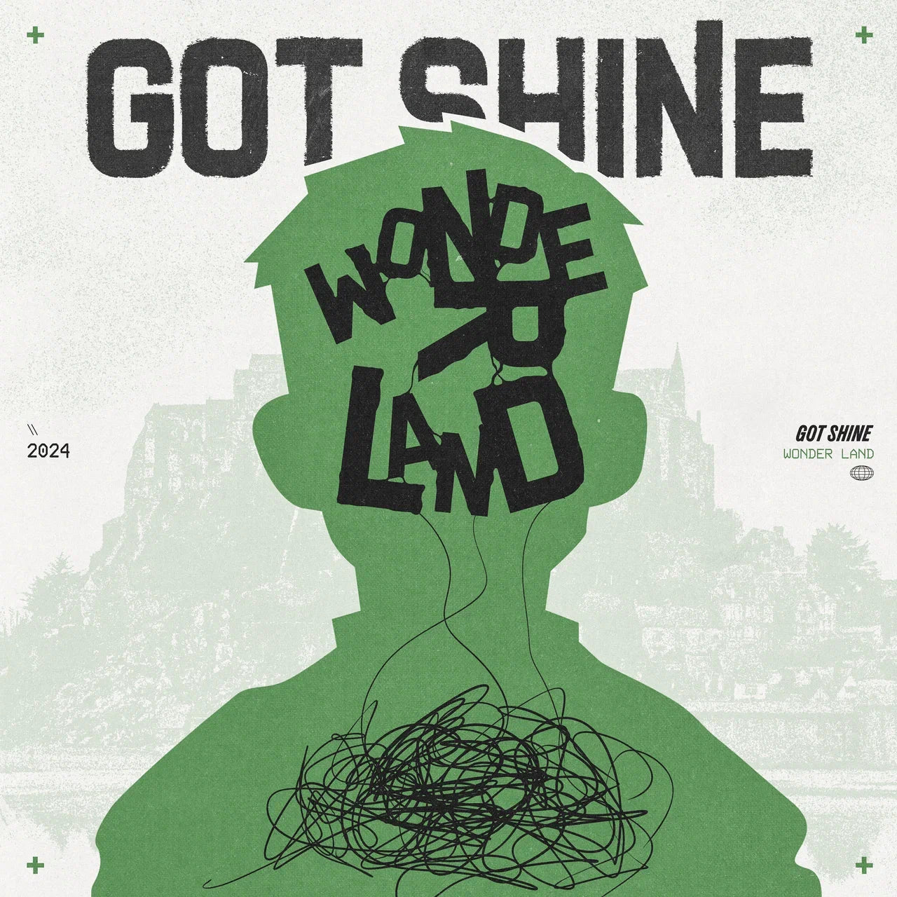 Album cover with silhouette of a person, text 'GOT SHINE' and 'Wonder Land', and year 2024. cover art album