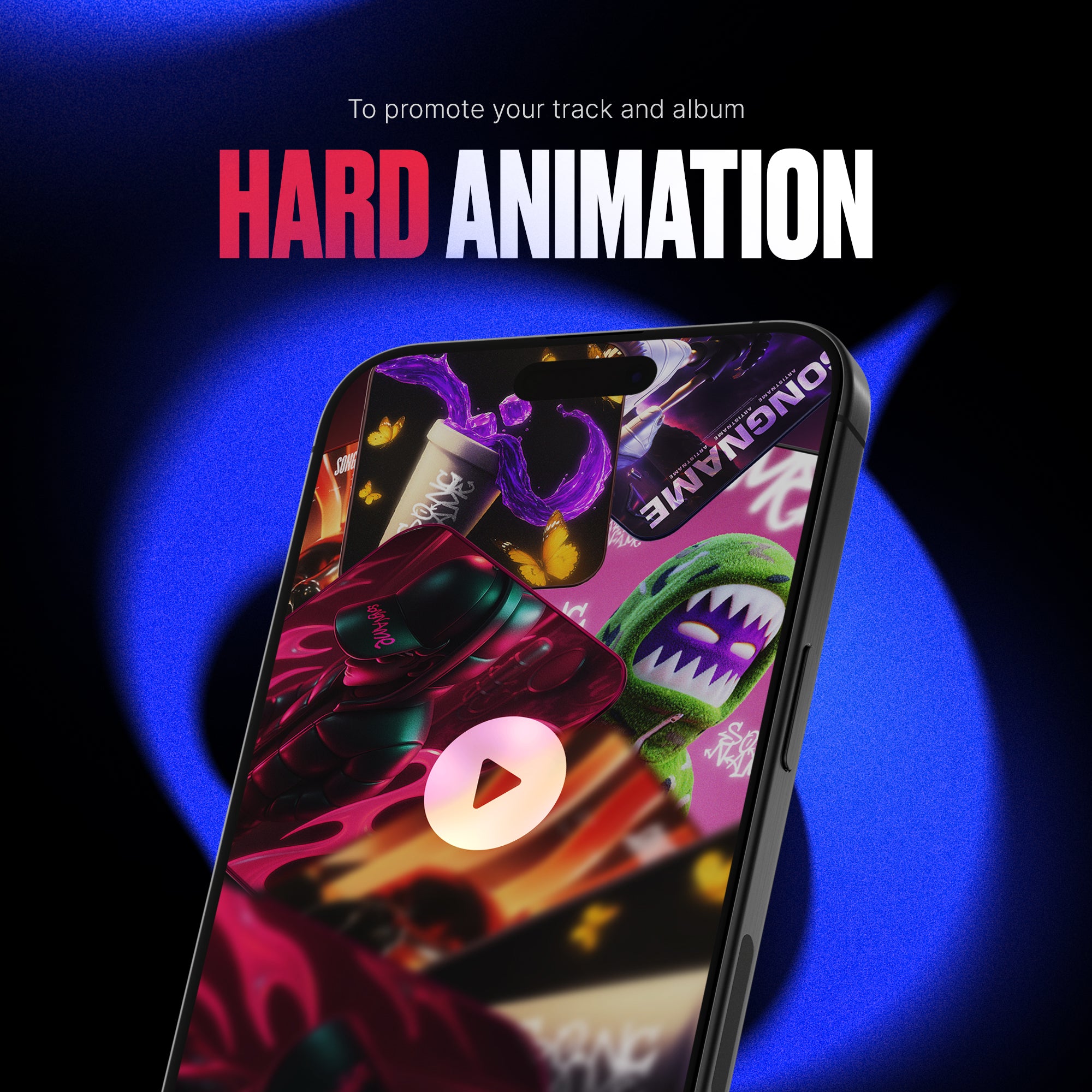 Hard animation — advanced cover animation example for a music release (1)