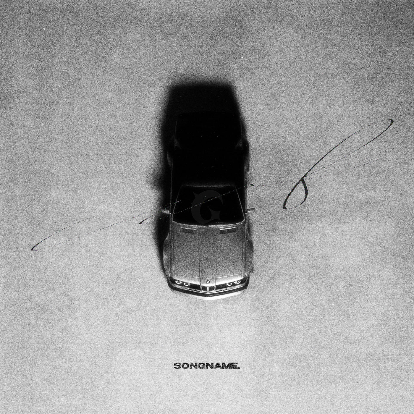 Album cover with a car on a gray background and 'SONGNAME' text.