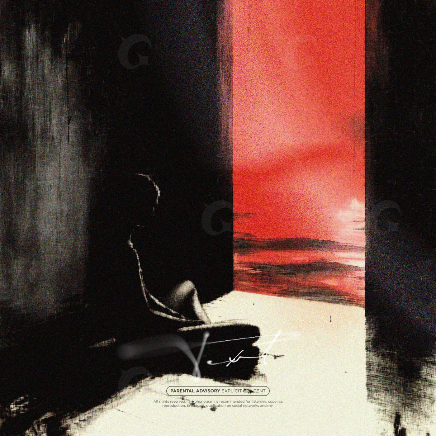 Silhouette facing distant sea