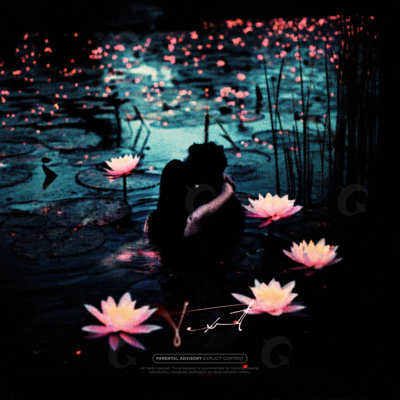 Moonlit lily embrace