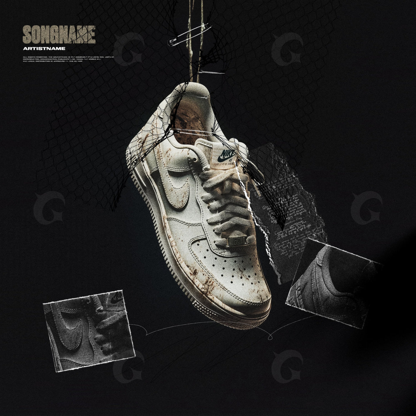 Hanging worn sneaker