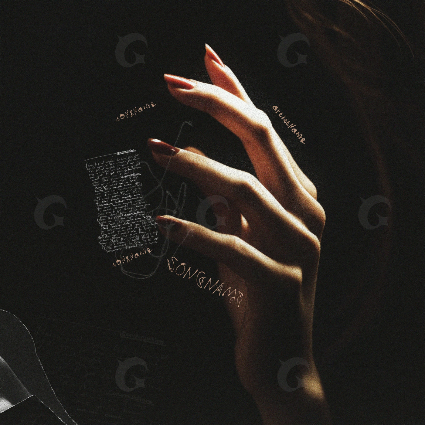 Fingers brushing silent paper