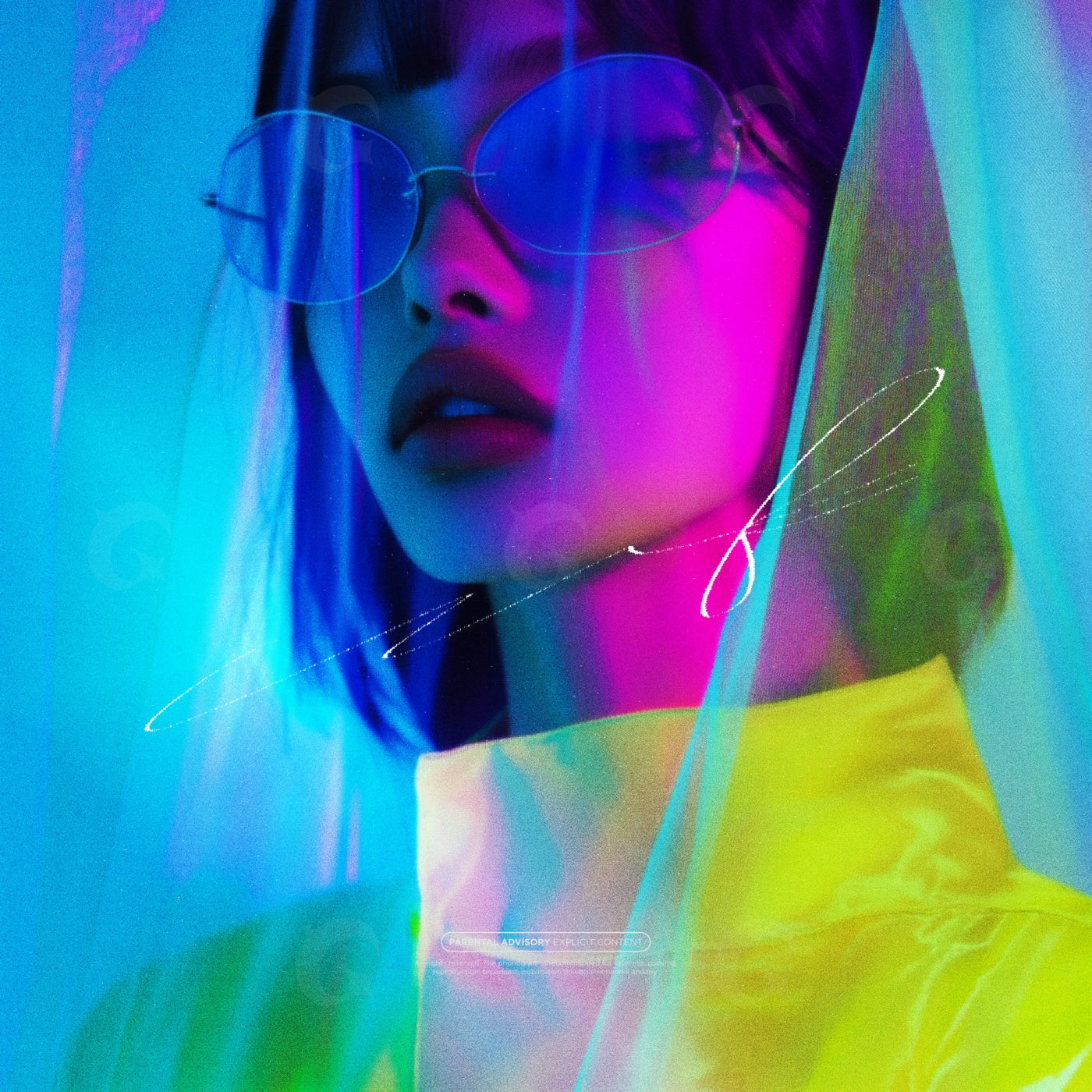 Neon glasses portrait