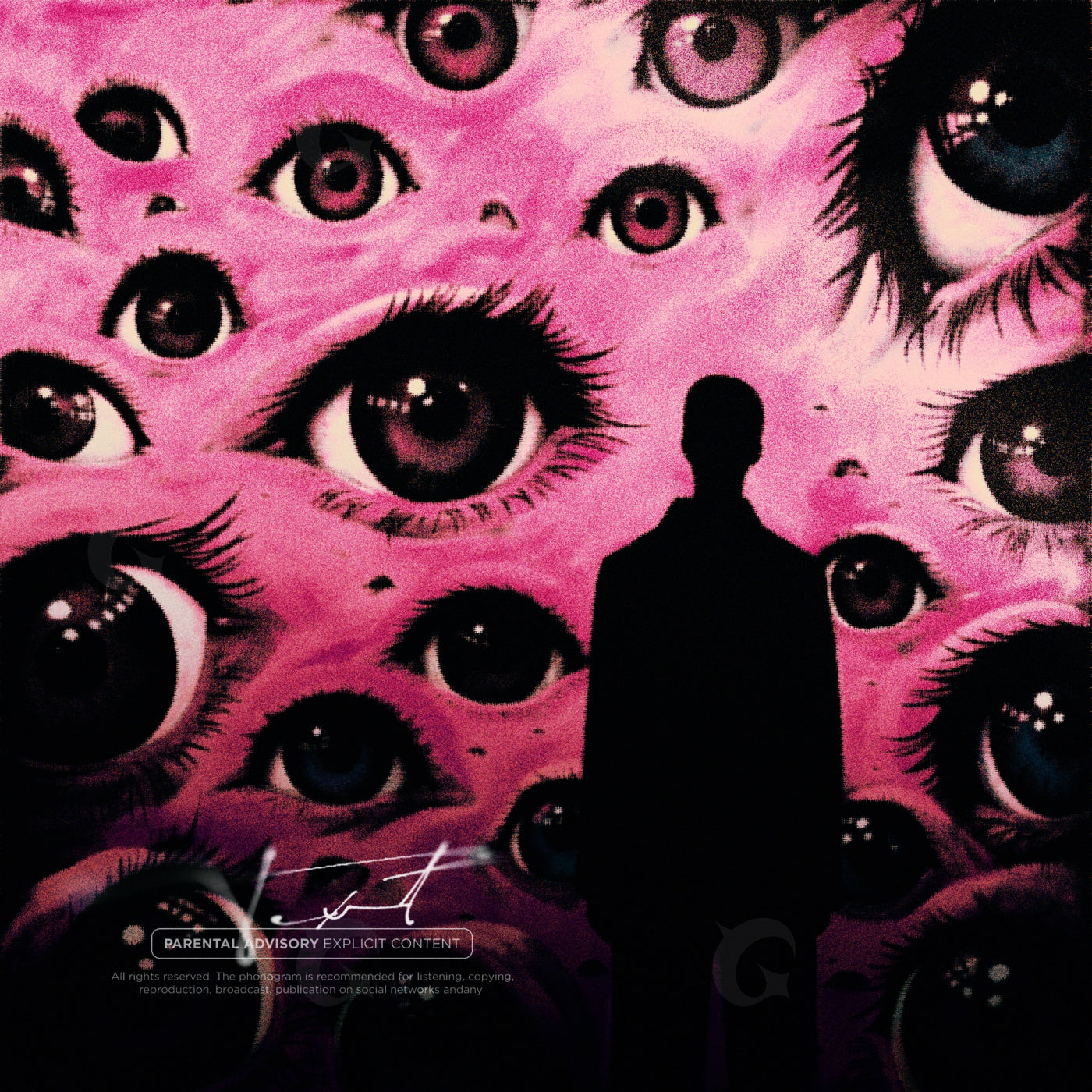 Silhouetted among eyes