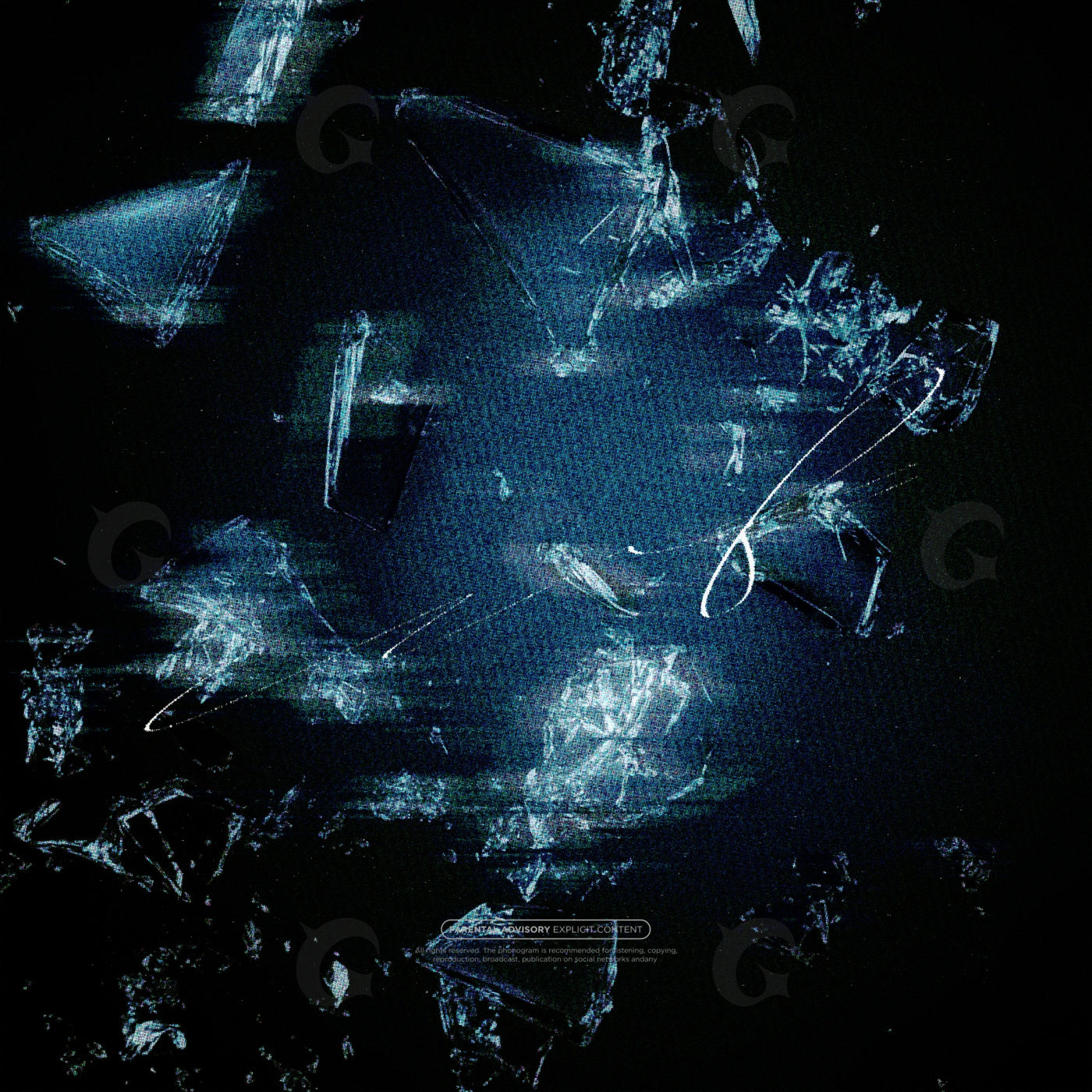 Shattered glass fragments