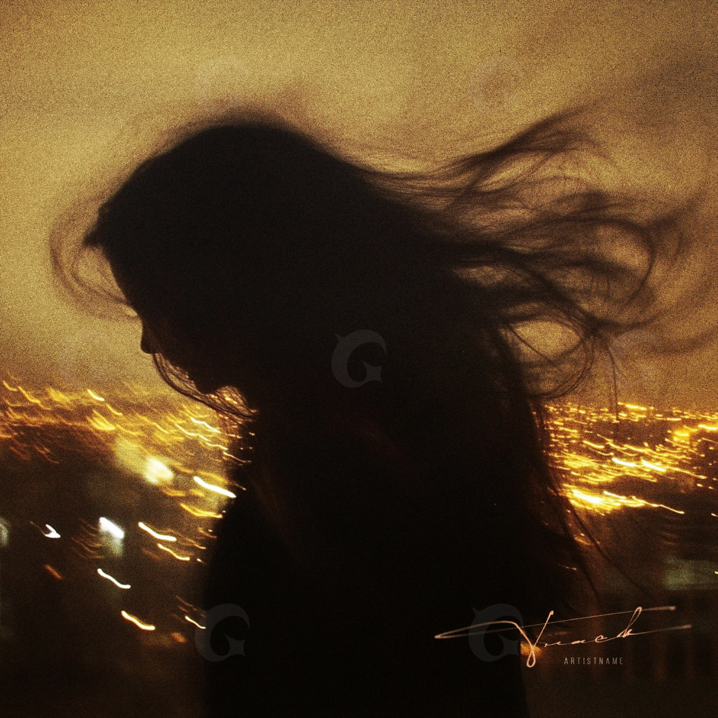 Silhouette against lights